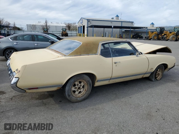 1970 Oldsmobile Cutlass with VIN 342570Z127532, listed as a Copart auction lot 49906135 with 34,224 mi miles and Salvage Title. Bid and sale history available at DreamBid. Image 3.