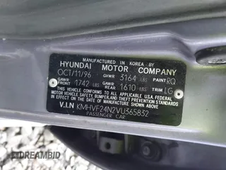 1997 Hyundai Accent z VIN KMHVF24N2VU365832, wystawiony jako IAAI lot #41549953 z przebiegiem 168 072 mil mil oraz . Historia ofert i sprzedaży dostępna na DreamBid. Obrazek 9.