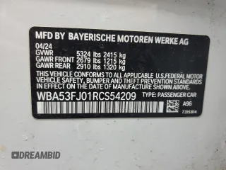 2024 BMW 5 Series 530i xDrive with VIN WBA53FJ01RCS54209, listed as a Copart auction lot 45483045 with 17,978 mi miles and Clean Title. Bid and sale history available at carsss.com. Image 12.