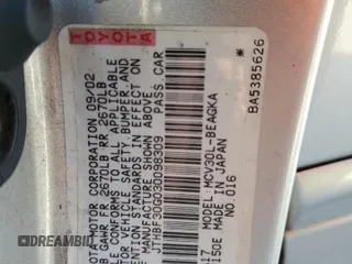 2003 Lexus ES 300 with VIN JTHBF30G030098309, listed as a Copart auction lot 44358635 with 284,183 mi miles and Salvage Title. Bid and sale history available at DreamBid. Image 12.