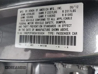 2012 Honda Accord SE z VIN 1HGCP2F66CA195604, wystawiony jako IAAI lot #42073000 z przebiegiem 206 501 mil mil oraz . Historia ofert i sprzedaży dostępna na DreamBid. Obrazek 9.