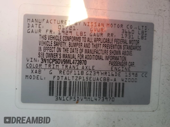 2021 Nissan Kicks SR z VIN 3N1CP5DV9ML473970, wystawiony jako Copart lot #46189545 z przebiegiem 41 676 mil mil oraz Szkoda całkowita • Salvage title. Historia ofert i sprzedaży dostępna na DreamBid. Obrazek 13.
