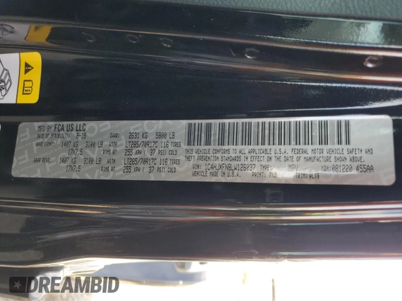 2020 Jeep Wrangler Unlimited Rubicon with VIN 1C4HJXFN8LW126037, listed as a Copart auction lot 50421535 with 52,275 mi miles and Salvage title. Bid and sale history available at DreamBid. Image 14.