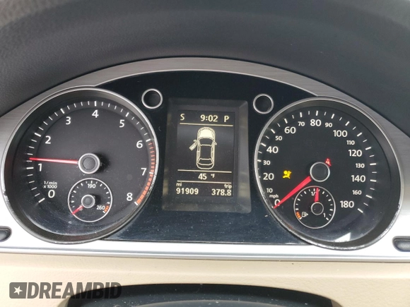 2013 Volkswagen CC Sport with VIN WVWBP7AN8DE566553, listed as a Copart auction lot 45039435 with 91,909 mi miles and Clean Title. Bid and sale history available at carsss.com. Image 9.