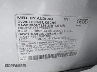 2022 Audi Q5 S line Premium Plus with VIN WA1EAAFY7N2002131, listed as a IAAI auction lot 42496307 with 25,840 mi miles and . Bid and sale history available at DreamBid. Image 9.