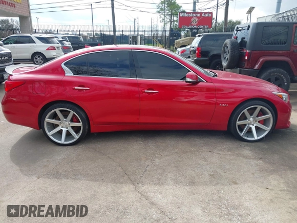 2017 Infiniti Q50 Red Sport 400 with VIN JN1FV7AR4HM870570, listed as a IAAI auction lot 41510557 with 1 mi miles. Bid and sale history available at carsss.com. Image 14.