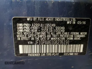 2016 Subaru Impreza 2.0i с VIN JF1GPAA61G8276191, выставлен на аукционе Copart как лот 51055635 с пробегом 88 087 миль миль и Списание • Salvage title. История ставок и продаж доступна на DreamBid. Изображение 12.