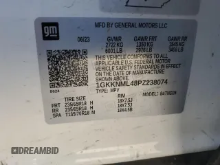 2023 GMC Acadia SLT with VIN 1GKKNML48PZ238074, listed as a Copart auction lot 55820355 with 48,550 mi miles and Clean title. Bid and sale history available at DreamBid. Image 14.