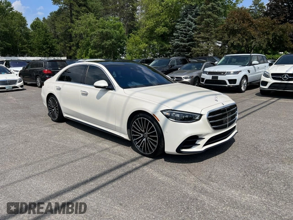 2021 Mercedes-Benz S 580 with VIN W1K6G7GB7MA021505, listed as a Copart auction lot 62408195 with 72,280 mi miles and Clean title. Bid and sale history available at DreamBid. Image 1.