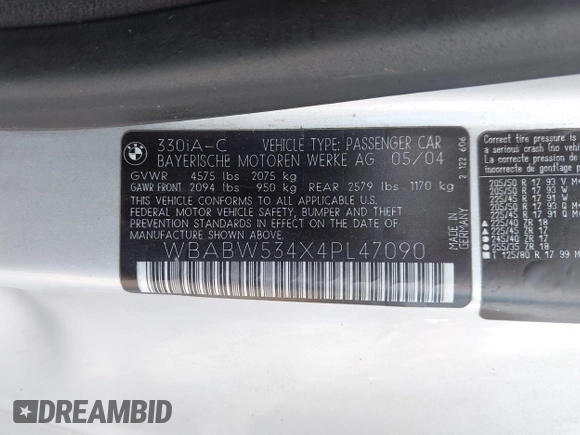2004 BMW 3 Series 330Ci with VIN WBABW534X4PL47090, listed as a IAAI auction lot 42137316 with 179,323 mi miles. Bid and sale history available at carsss.com. Image 9.