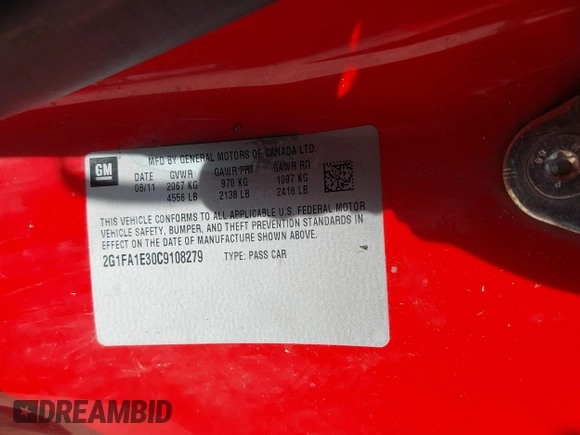 2012 Chevrolet Camaro 2LS с VIN 2G1FA1E30C9108279, выставлен на аукционе IAAI как лот 41774498 с пробегом 170 943 миль миль и . История ставок и продаж доступна на DreamBid. Изображение 9.