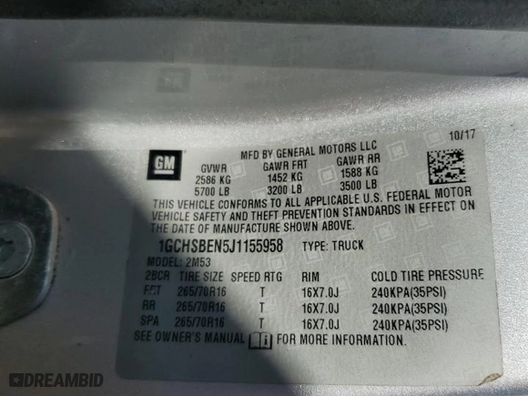 2018 Chevrolet Colorado 2WD Work Truck with VIN 1GCHSBEN5J1155958, listed as a Copart auction lot 72726184 with 0 mi miles and Non Repairable. Bid and sale history available at carsss.com. Image 13.