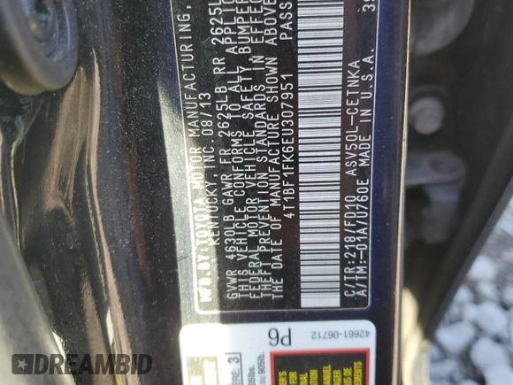 2014 Toyota Camry L with VIN 4T1BF1FK6EU307951, listed as a Copart auction lot 43555225 with 203,348 mi miles and Non Repairable. Bid and sale history available at carsss.com. Image 12.