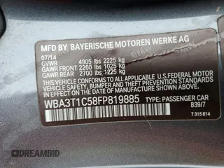 2015 BMW 4 Series 428i xDrive with VIN WBA3T1C58FP819885, listed as a Copart auction lot 57965685 with 80,540 mi miles and Salvage title. Bid and sale history available at DreamBid. Image 12.