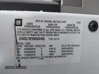2006 Chevrolet Equinox LT with VIN 2CNDL73F966062493, listed as a IAAI auction lot 41959862 with 154,362 mi miles. Bid and sale history available at carsss.com. Image 9.