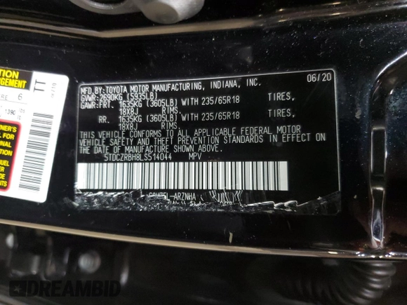 2020 Toyota Highlander L with VIN 5TDCZRBH8LS514044, listed as a Copart auction lot 53037635 with 49,001 mi miles and Salvage title. Bid and sale history available at DreamBid. Image 13.