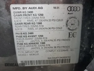 2022 Audi Q5 S line Premium Plus with VIN WA1EAAFY2N2028782, listed as a Copart auction lot 47129965 with 59,354 mi miles and Salvage Title. Bid and sale history available at carsss.com. Image 14.