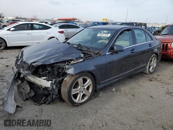 2011 Mercedes-Benz C 300 Sport with VIN WDDGF8BBXBR142614, listed as a Copart auction lot 42601125 with 112,480 mi miles and Salvage Title. Bid and sale history available at carsss.com. Image 1.