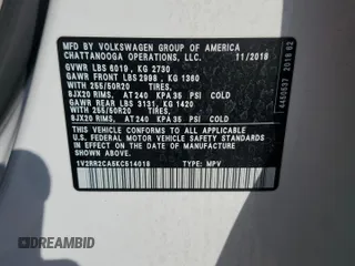 2019 Volkswagen Atlas SEL R-Line with VIN 1V2RR2CA5KC514018, listed as a Copart auction lot 49083155 with 97,812 mi miles and Salvage title. Bid and sale history available at DreamBid. Image 15.