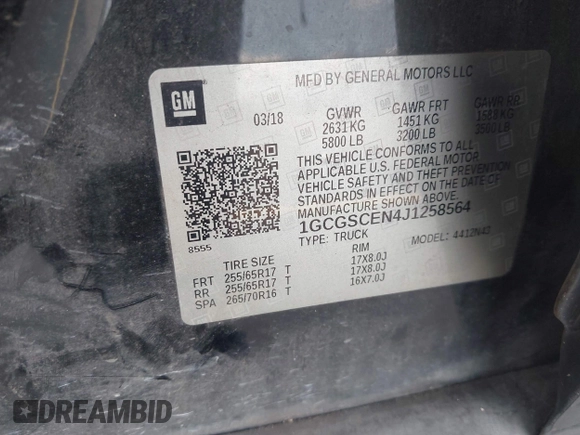 2018 Chevrolet Colorado 2WD LT с VIN 1GCGSCEN4J1258564, выставлен на аукционе IAAI как лот 42565548 с пробегом 166 922 миль миль и . История ставок и продаж доступна на DreamBid. Изображение 9.