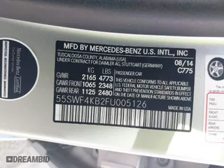 2015 Mercedes-Benz C-Class C 300 Luxury with VIN 55SWF4KB2FU005126, listed as a IAAI auction lot 41811774 with 68,158 mi miles. Bid and sale history available at carsss.com. Image 9.
