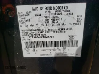 2009 Ford F-150 STX with VIN 1FTRX02W89KA76765, listed as a Copart auction lot 86689504 with 383,653 mi miles and Salvage Title. Bid and sale history available at carsss.com. Image 12.