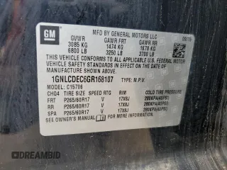 2016 Chevrolet Tahoe Commercial with VIN 1GNLCDEC6GR168107, listed as a Copart auction lot 55881525 with 149,282 mi miles and Clean title. Bid and sale history available at DreamBid. Image 13.
