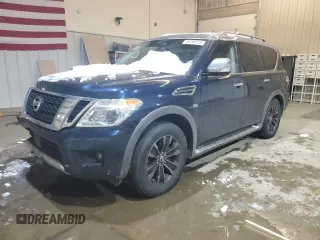 2018 Nissan Armada Platinum z VIN JN8AY2NE4J9733764, wystawiony jako Copart lot #45199275 z przebiegiem 151 499 mil mil oraz Szkoda całkowita • Salvage title. Historia ofert i sprzedaży dostępna na DreamBid. Obrazek 1.