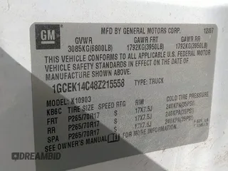 2008 Chevrolet Silverado 1500 Work Truck with VIN 1GCEK14C48Z215558, listed as a IAAI auction lot 41947700 with 147,591 mi miles. Bid and sale history available at carsss.com. Image 9.