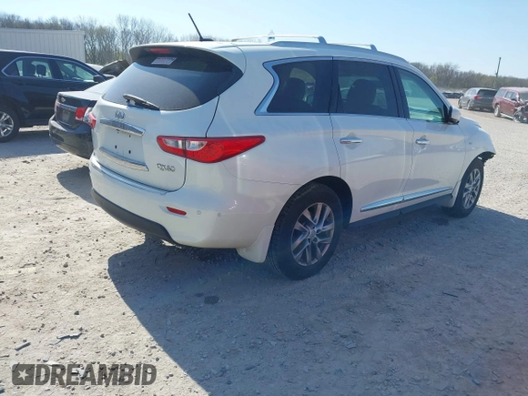 2015 Infiniti QX60 with VIN 5N1AL0MM6FC554039, listed as a IAAI auction lot 42055591 with 148,364 mi miles. Bid and sale history available at carsss.com. Image 4.