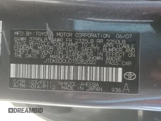 2007 Toyota Prius with VIN JTDKB20U073282022, listed as a Copart auction lot 51162835 with 212,421 mi miles and Clean Title. Bid and sale history available at carsss.com. Image 12.