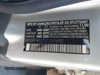 2004 Mercedes-Benz C 230 Kompressor with VIN WDBRF40J24F509692, listed as a IAAI auction lot 41350275 with 210,624 mi miles and . Bid and sale history available at DreamBid. Image 9.