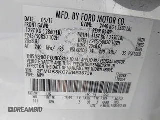 2011 Ford Edge Limited with VIN 2FMDK3KC7BBB36739, listed as a IAAI auction lot 41869700 with 122,083 mi miles. Bid and sale history available at carsss.com. Image 9.