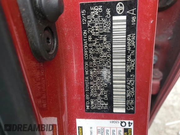2016 Scion iM z VIN JTNKARJE2GJ516851, wystawiony jako Copart lot #54337155 z przebiegiem 173 615 mil mil oraz Szkody całkowita. Historia ofert i sprzedaży dostępna na DreamBid. Obrazek 13.
