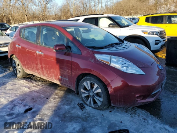 2015 Nissan LEAF SL with VIN 1N4AZ0CP7FC321033, listed as a Copart auction lot 42776715 with 53,700 mi miles and Salvage title. Bid and sale history available at DreamBid. Image 4.
