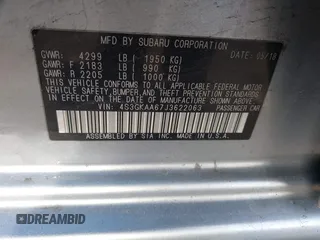 2018 Subaru Impreza with VIN 4S3GKAA67J3622063, listed as a IAAI auction lot 41318036 with 75,713 mi miles and . Bid and sale history available at DreamBid. Image 9.