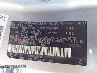 2021 Toyota Highlander Limited z VIN 5TDYZRAHXMS081464, wystawiony jako IAAI lot #41631810 z przebiegiem 61 446 mil mil oraz . Historia ofert i sprzedaży dostępna na DreamBid. Obrazek 9.