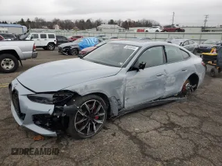 2024 BMW i4 xDrive40 with VIN WBY83FB06RFS89159, listed as a Copart auction lot 86048564 with 5,738 mi miles and Salvage Title. Bid and sale history available at carsss.com. Image 1.