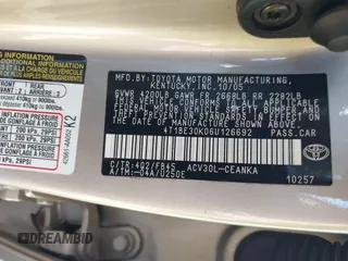 2006 Toyota Camry STD z VIN 4T1BE30K06U126692, wystawiony jako IAAI lot #42335766 z przebiegiem 74 000 mil mil oraz . Historia ofert i sprzedaży dostępna na DreamBid. Obrazek 9.