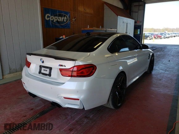 2018 BMW M4 with VIN WBS4Y9C52JAC87077, listed as a Copart auction lot 44323394 with 18,253 mi miles. Bid and sale history available at carsss.com. Image 4.