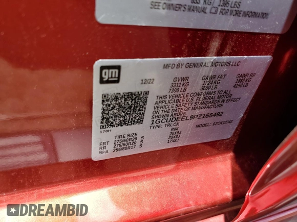 2023 Chevrolet Silverado 1500 RST with VIN 1GCUDEEL9PZ165492, listed as a Copart auction lot 67357414 with 7,764 mi miles and Salvage Title. Bid and sale history available at DreamBid. Image 15.