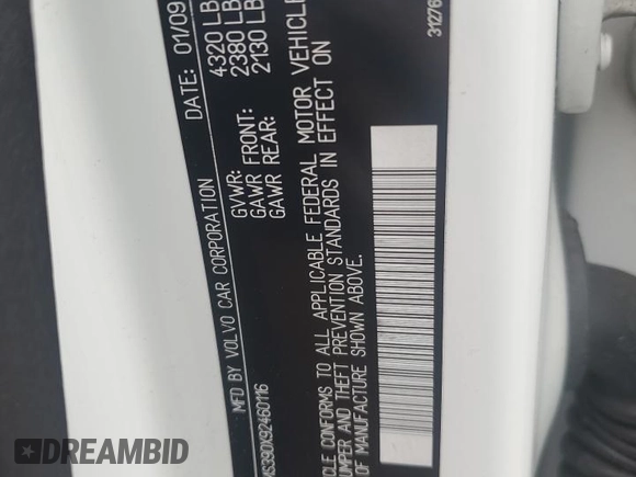 2009 Volvo S40 2.4L с VIN YV1MS390X92460116, выставлен на аукционе Copart как лот 59850675 с пробегом 207 717 миль миль и Списание • Salvage title. История ставок и продаж доступна на DreamBid. Изображение 12.