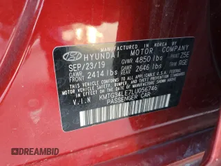 2020 Genesis G70 3.3T with VIN KMTG34LE7LU056746, listed as a Copart auction lot 74780724 with 42,340 mi miles and Salvage Title. Bid and sale history available at carsss.com. Image 13.