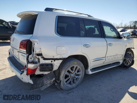 2015 Lexus LX 570 z VIN JTJHY7AX8F4180648, wystawiony jako Copart lot #47002635 z przebiegiem Nie podano mil oraz Szkoda całkowita • Salvage title. Historia ofert i sprzedaży dostępna na DreamBid. Obrazek 3.