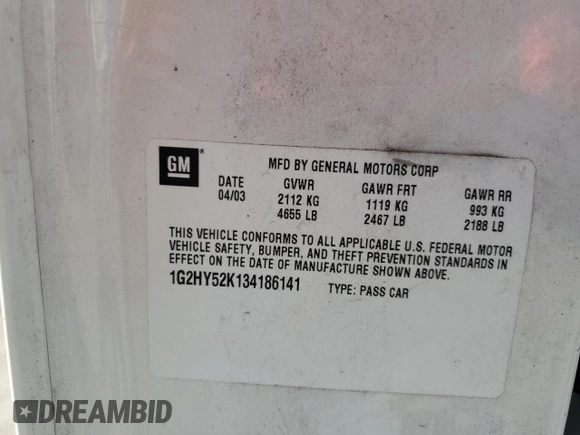 2003 Pontiac Bonneville SLE z VIN 1G2HY52K134186141, wystawiony jako Copart lot #42929915 z przebiegiem 412 768 mil mil oraz Szkoda całkowita • Salvage title. Historia ofert i sprzedaży dostępna na DreamBid. Obrazek 14.