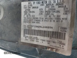 1994 Ford F-150 z VIN 1FTEF15N2RLA48206, wystawiony jako IAAI lot #42694976 z przebiegiem Nie podano mil oraz . Historia ofert i sprzedaży dostępna na DreamBid. Obrazek 9.