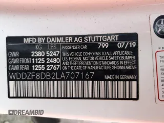 2020 Mercedes-Benz E 350 with VIN WDDZF8DB2LA707167, listed as a Copart auction lot 43819075 with 38,342 mi miles and Salvage Title. Bid and sale history available at DreamBid. Image 14.
