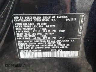 2018 Volkswagen Atlas SE with VIN 1V2CP2CA5JC598268, listed as a Copart auction lot 82860014 with 102,341 mi miles and Salvage title. Bid and sale history available at DreamBid. Image 14.