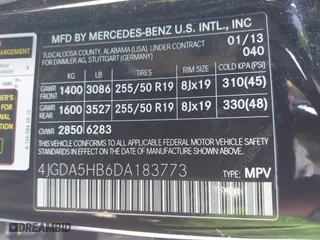 2013 Mercedes-Benz M-Class ML 350 with VIN 4JGDA5HB6DA183773, listed as a IAAI auction lot 41843086 with 139,302 mi miles. Bid and sale history available at carsss.com. Image 9.