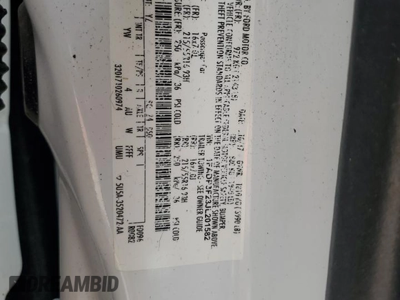 2018 Ford Focus SE с VIN 1FADP3F23JL201582, выставлен на аукционе Copart как лот 54722395 с пробегом 95 710 миль миль и Списание • Salvage title. История ставок и продаж доступна на DreamBid. Изображение 12.